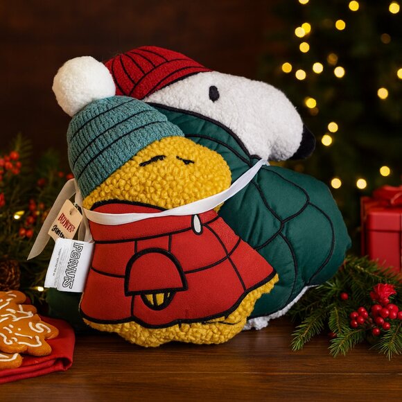 Peanuts Christmas Throw Pillows – Set of 2 | Snoopy & Woodstock Holiday Cushions - Picture 1 of 7